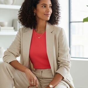 Lord & Taylor 100% Cashmere Tank Top Coral Pink Quiet Luxury Sleeveless 2-Ply M